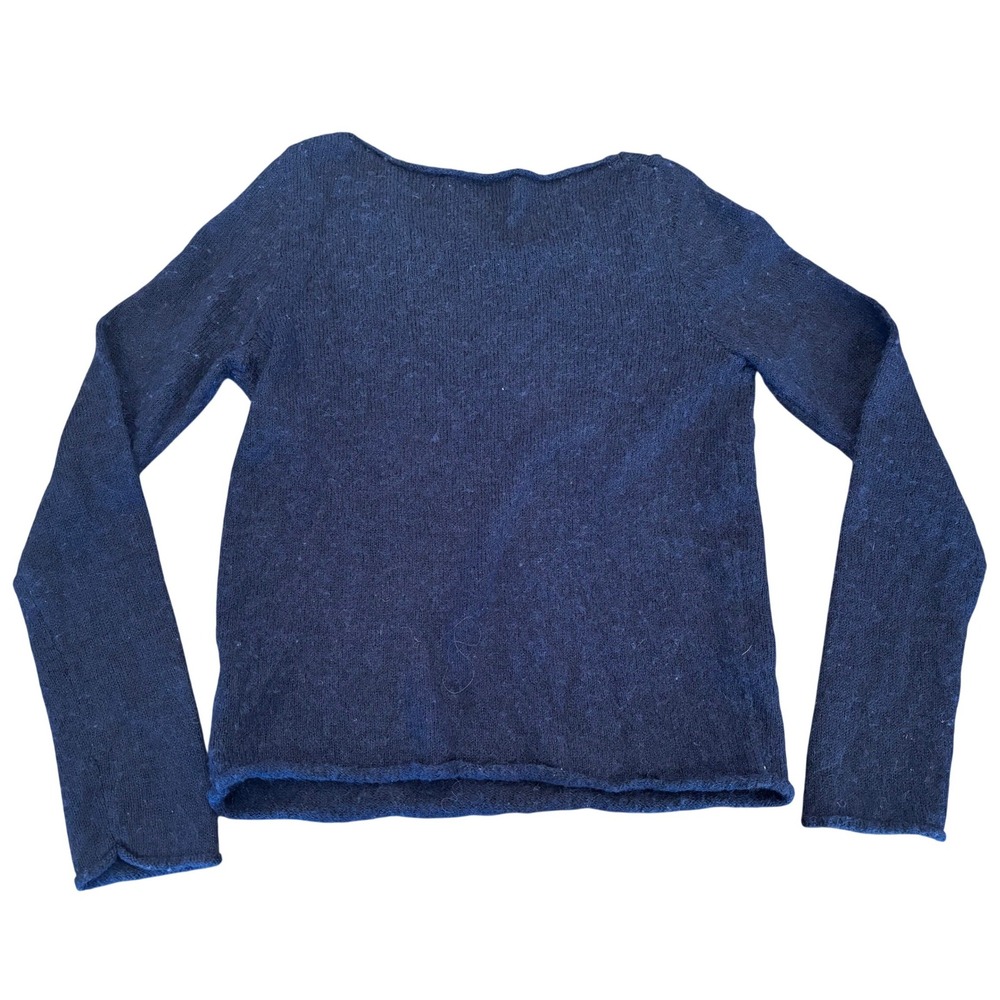 Brandy Melville Navy Blue Mohair Wool Blend Rolled Edge Knit Sweater MNJ223G